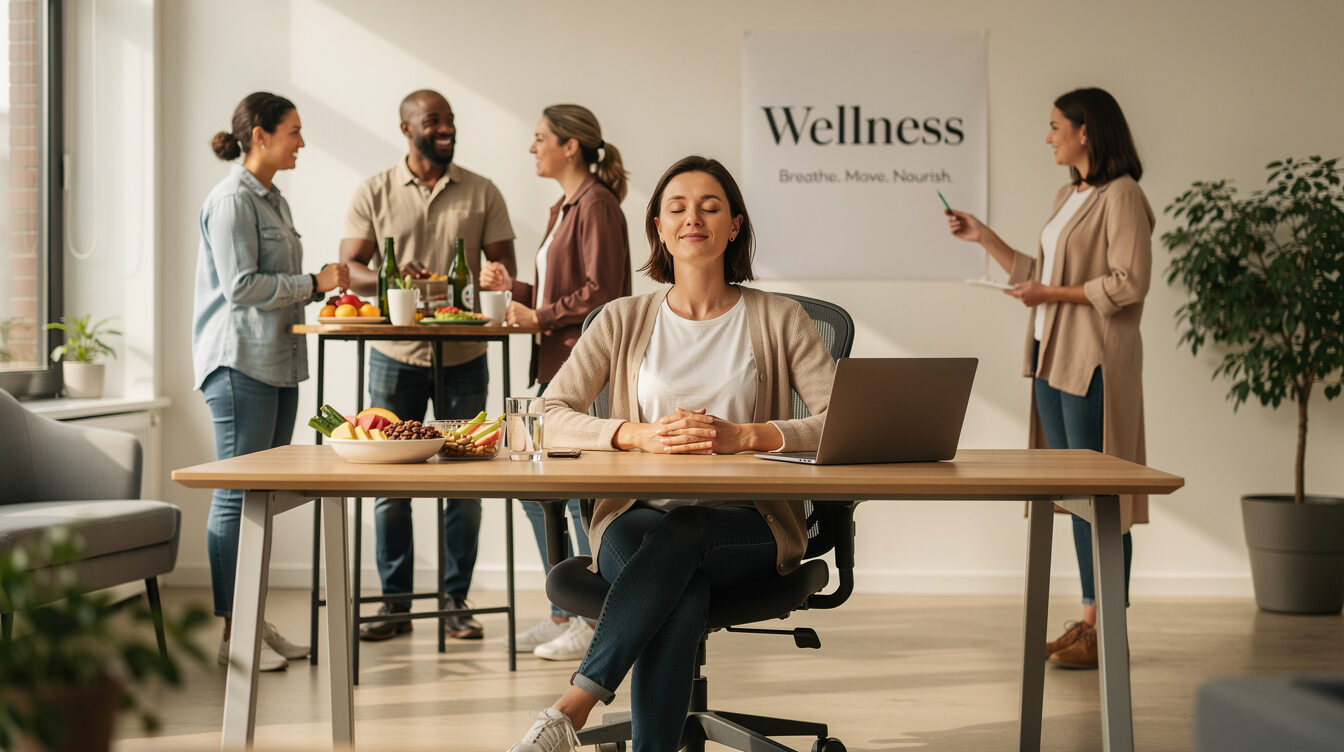 person meditating at desk